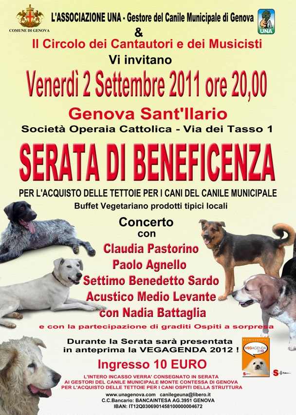 manifesto evento benefico  2 settembre pro canile